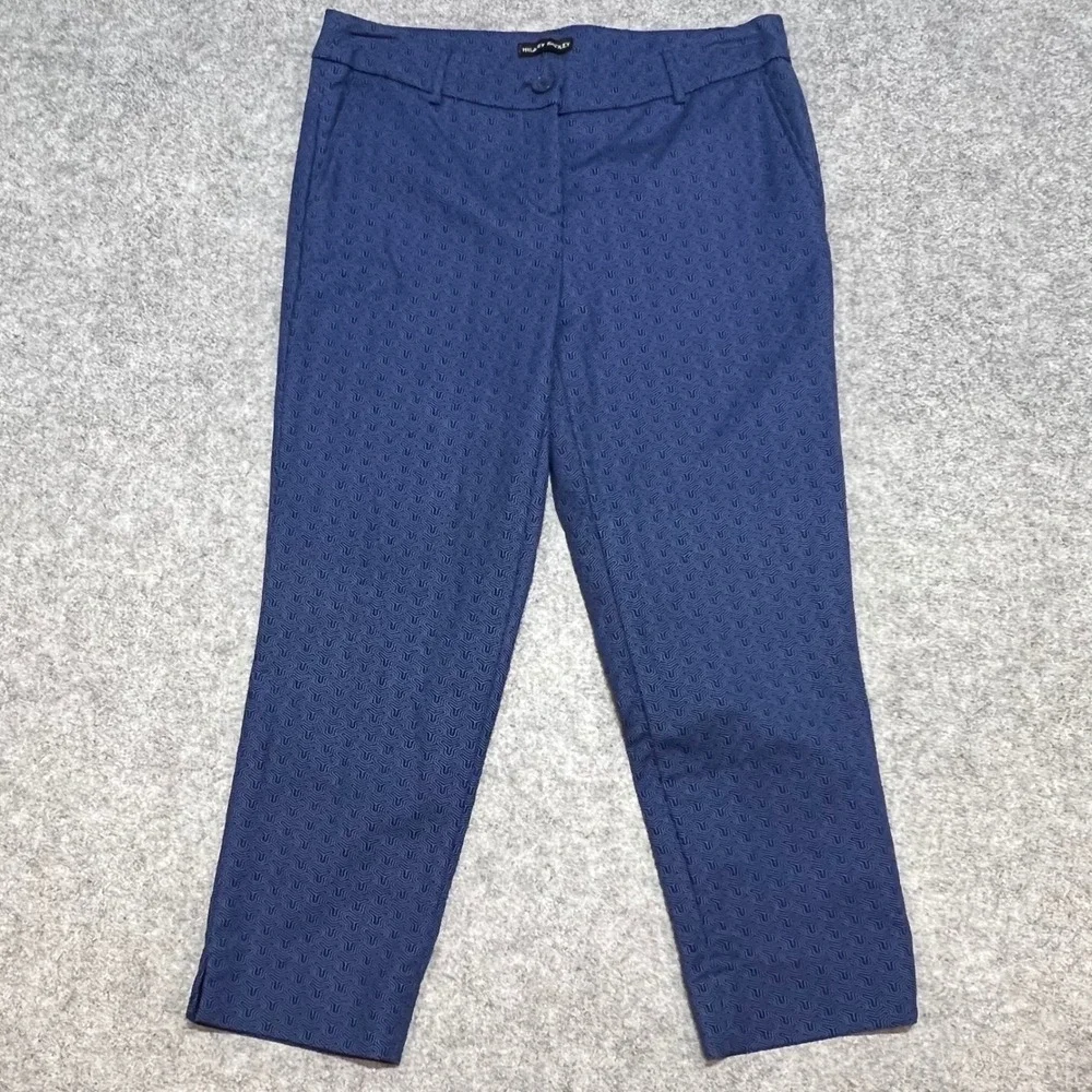 Hilary Radley Womens Blue Geometric Maze Print Ankle Pants Size 6